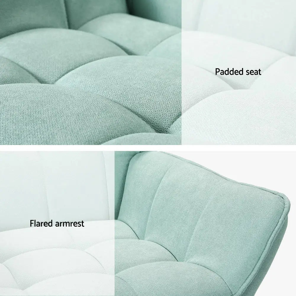 Artiss Armchair Lounge Chair Accent Chairs Sofa Linen Fabric Cushion Seat Blue - Furniture > Bar Stools & Chairs
