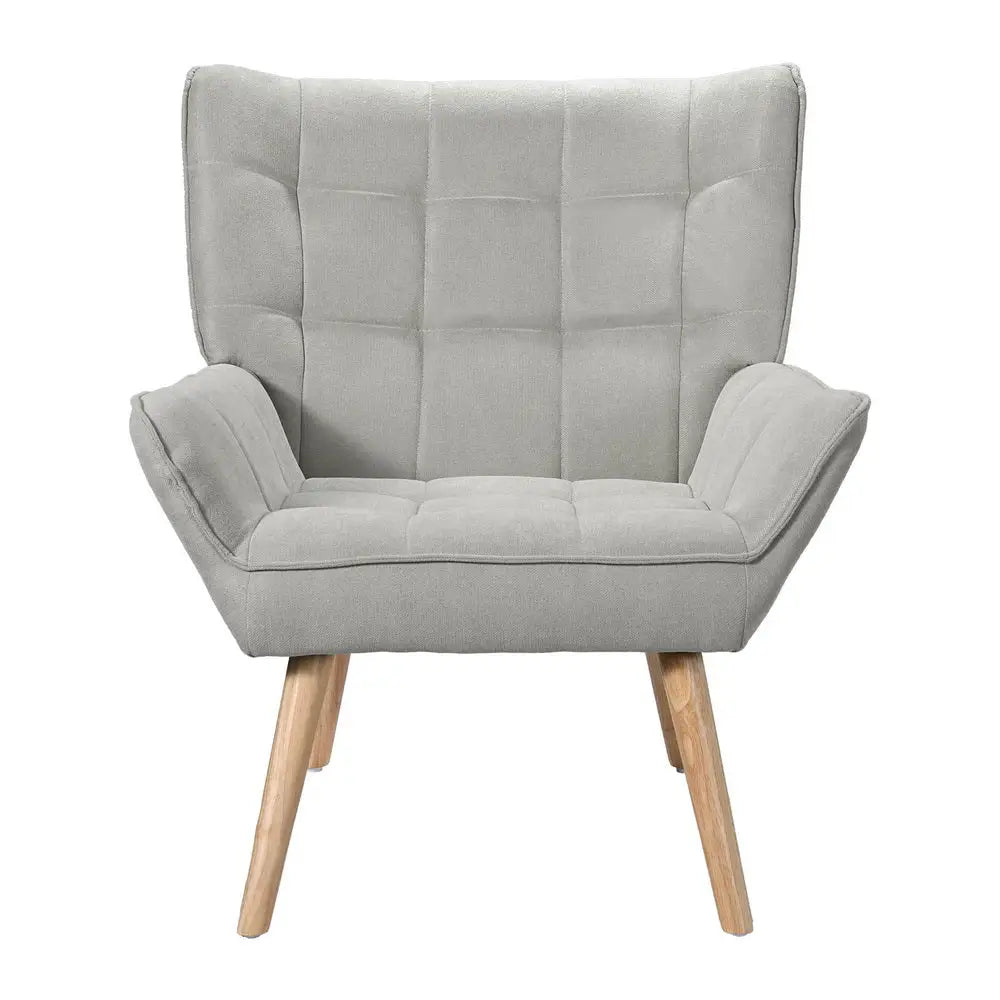 Artiss Armchair Lounge Chair Accent Chairs Sofa Linen Fabric Cushion Seat Grey - Furniture > Bar Stools & Chairs