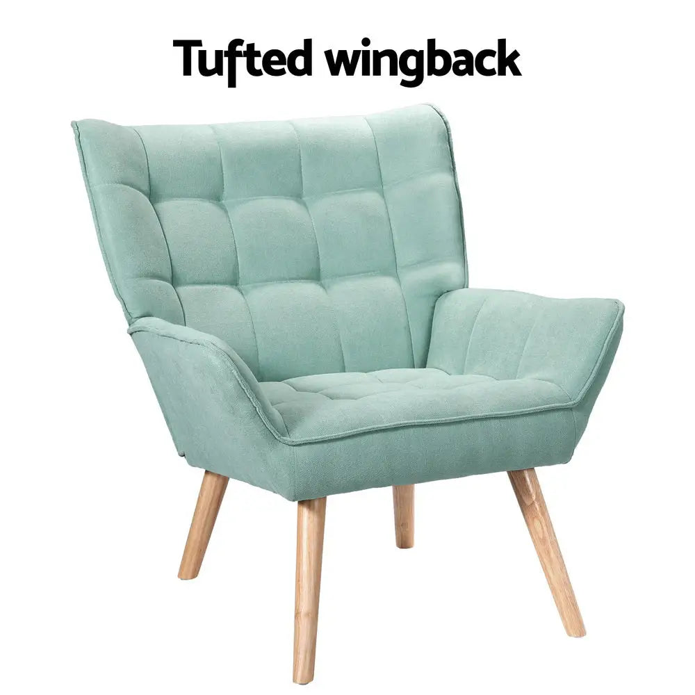 Artiss Armchair Lounge Chair Accent Chairs Sofa Linen Fabric Cushion Seat Blue - Furniture > Bar Stools & Chairs