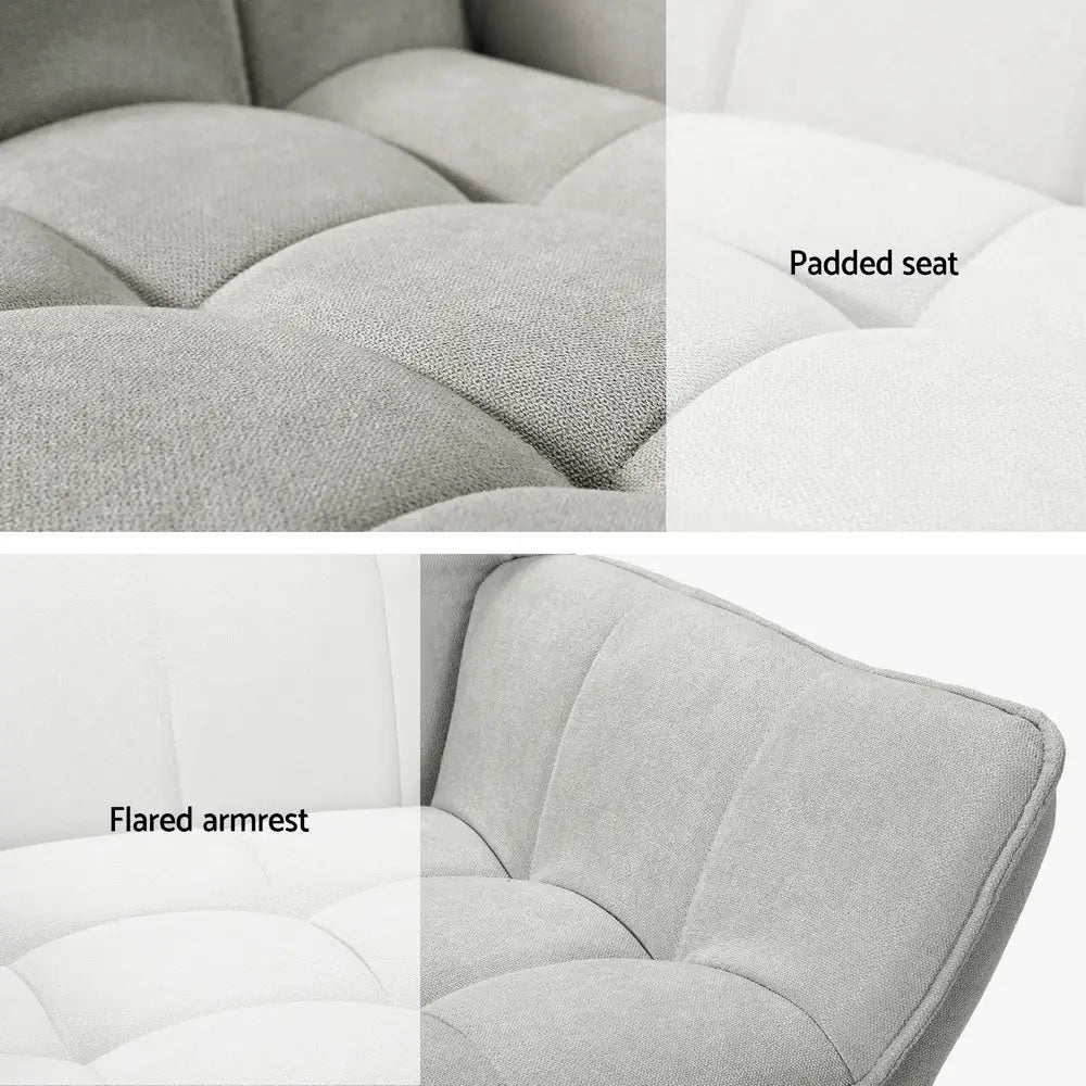Artiss Armchair Lounge Chair Accent Chairs Sofa Linen Fabric Cushion Seat Grey - Furniture > Bar Stools & Chairs