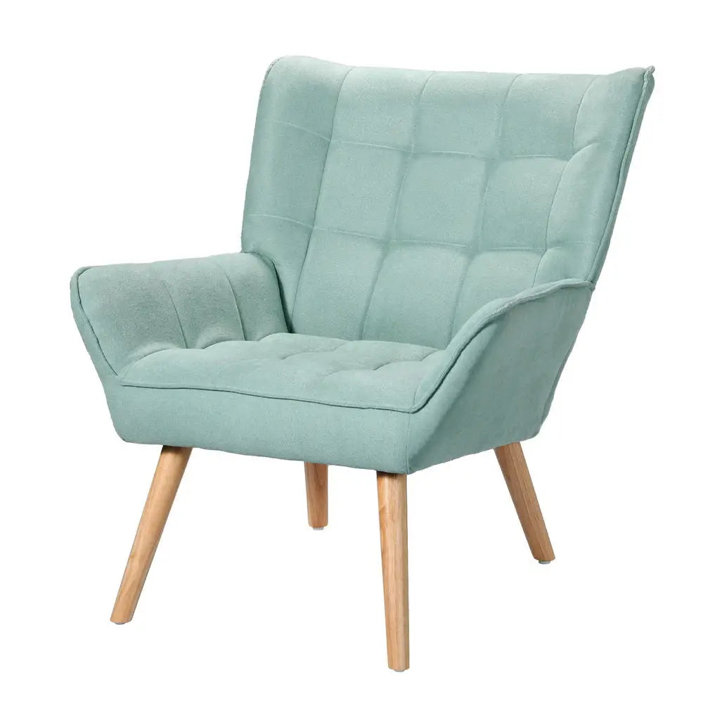 Artiss Armchair Lounge Chair Accent Chairs Sofa Linen Fabric Cushion Seat Blue - Furniture > Bar Stools & Chairs