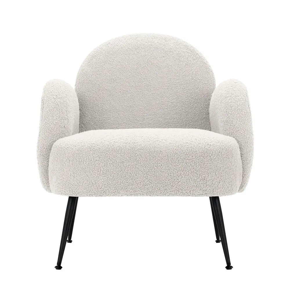 Artiss Armchair Lounge Chair Armchairs Accent Arm Chairs Sherpa Boucle White - Furniture > Living Room