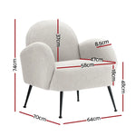 Artiss Armchair Lounge Chair Armchairs Accent Arm Chairs Sherpa Boucle White - Furniture > Living Room