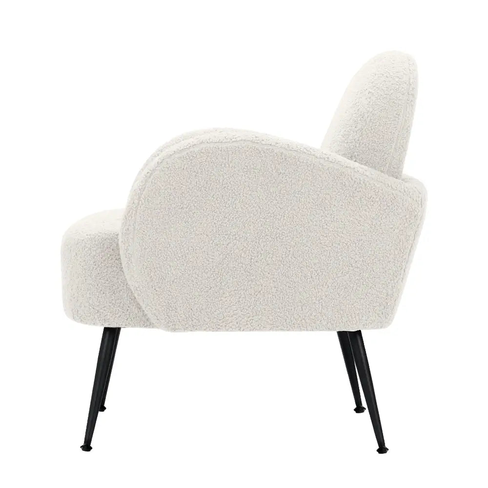Artiss Armchair Lounge Chair Armchairs Accent Arm Chairs Sherpa Boucle White - Furniture > Living Room