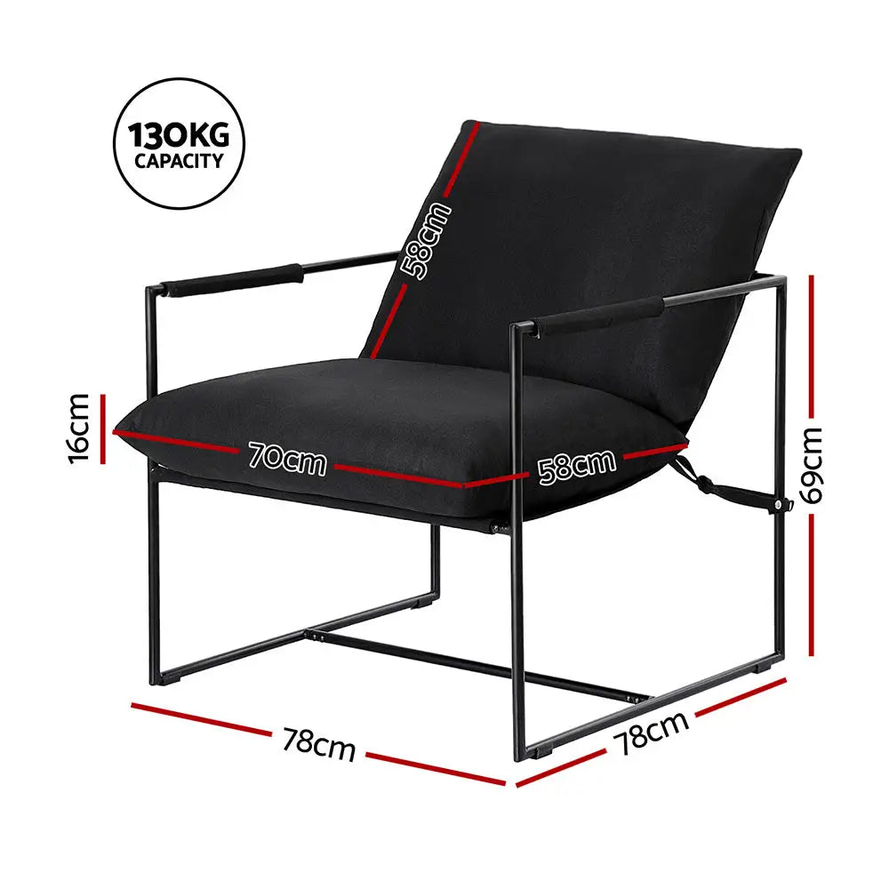 Artiss Armchair Lounge Chair Sling Black - Furniture > Bar Stools & Chairs > Arm Chairs & Recliners