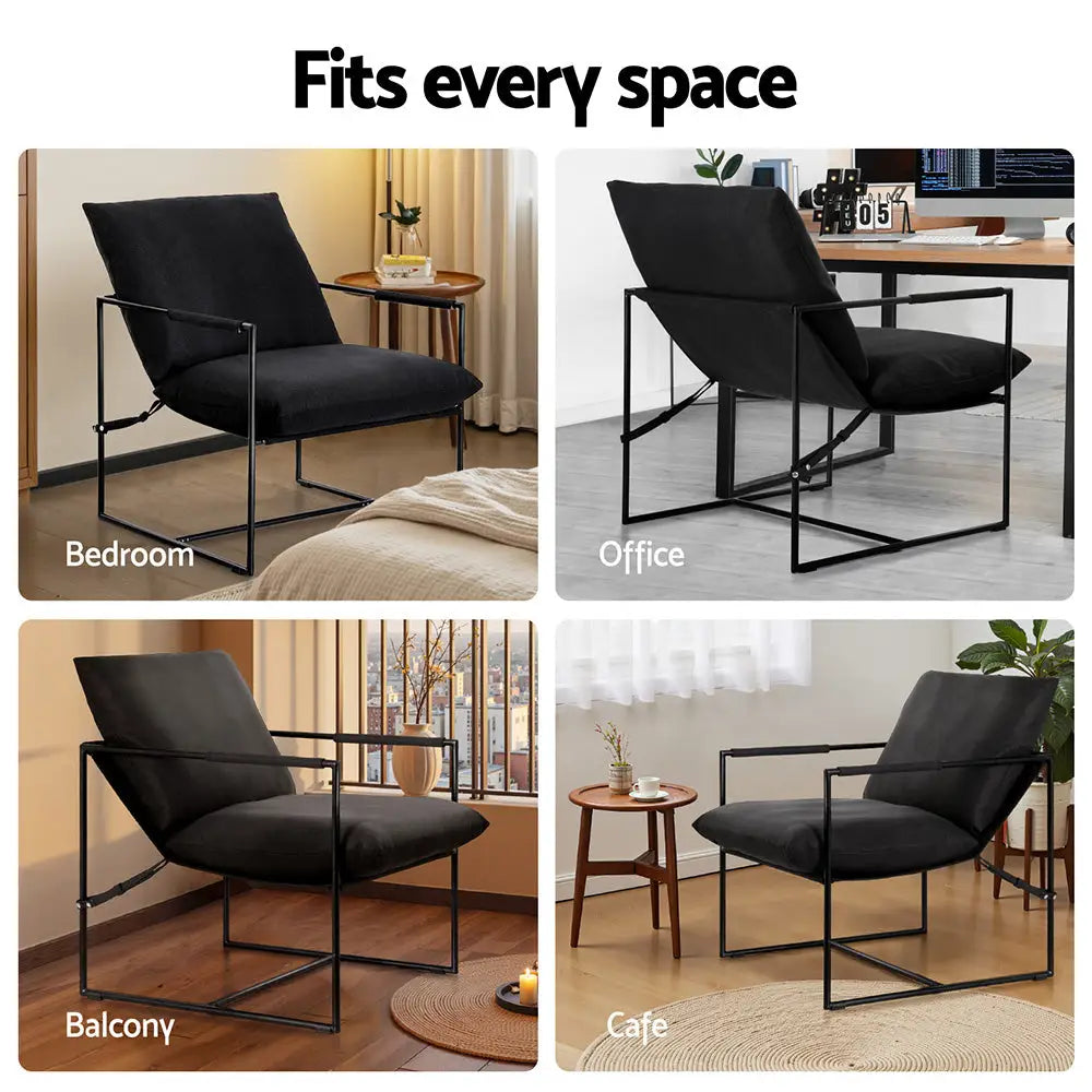 Artiss Armchair Lounge Chair Sling Black - Furniture > Bar Stools & Chairs > Arm Chairs & Recliners