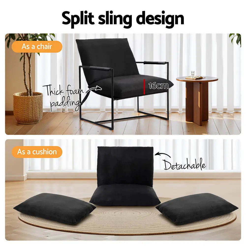 Artiss Armchair Lounge Chair Sling Black - Furniture > Bar Stools & Chairs > Arm Chairs & Recliners