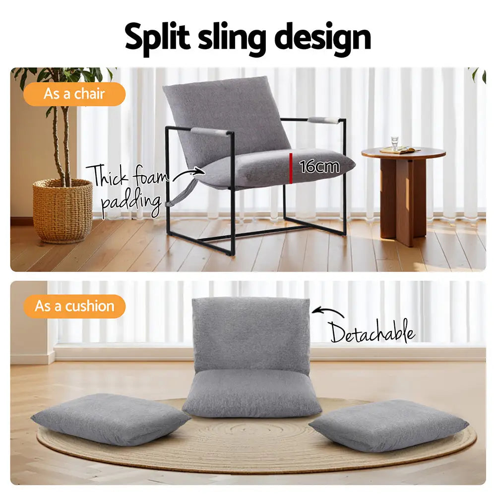 Artiss Armchair Lounge Chair Sling Grey - Furniture > Bar Stools & Chairs > Arm Chairs & Recliners