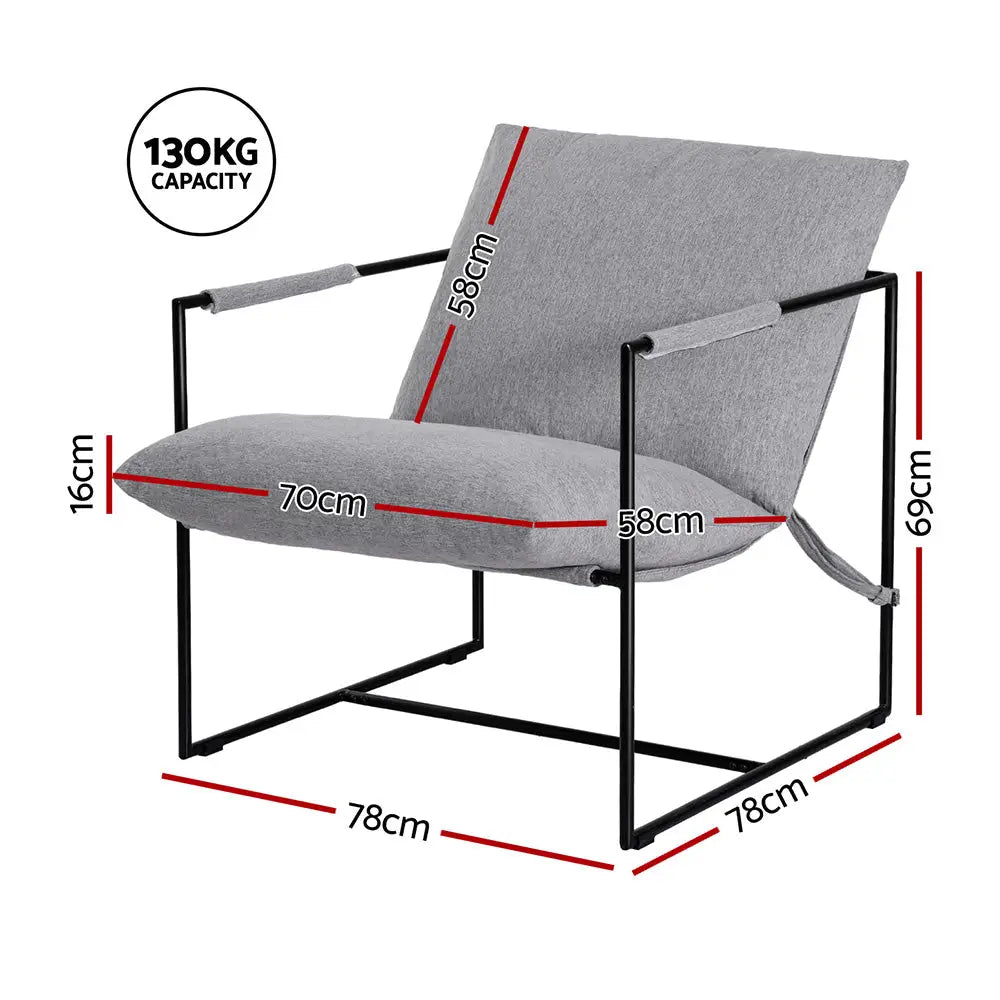 Artiss Armchair Lounge Chair Sling Grey - Furniture > Bar Stools & Chairs > Arm Chairs & Recliners