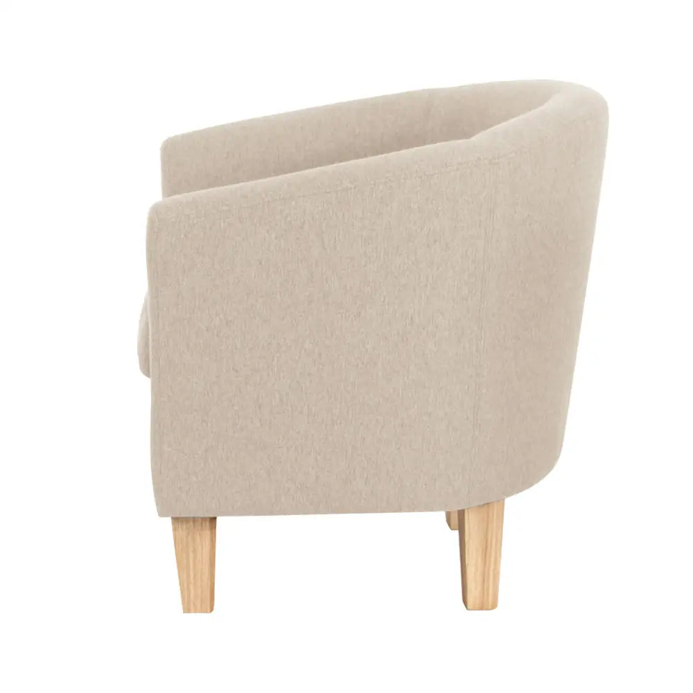 Artiss Armchair Lounge Chair Tub Accent Armchairs Fabric Sofa Chairs Beige - Furniture > Bar Stools & Chairs