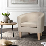 Artiss Armchair Lounge Chair Tub Accent Armchairs Fabric Sofa Chairs Beige - Furniture > Bar Stools & Chairs