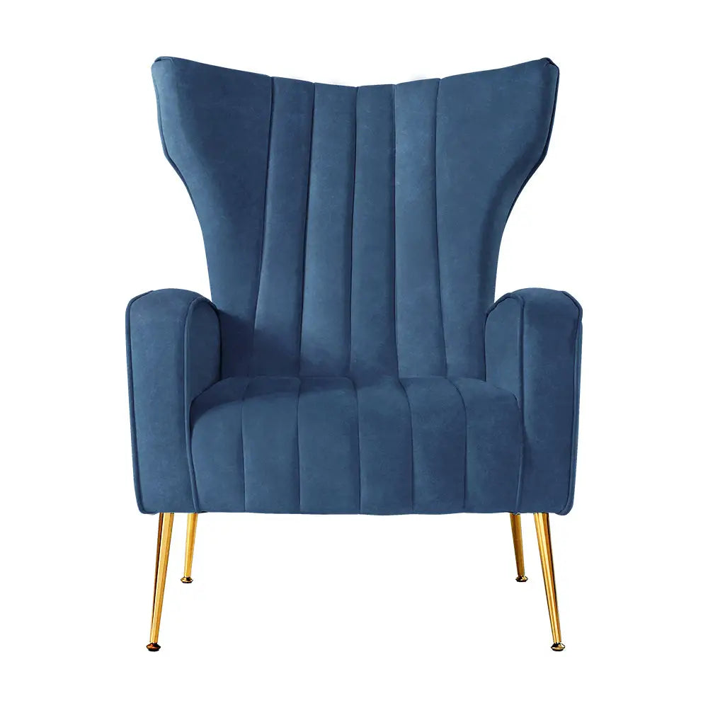 Artiss Armchair Navy Velvet Kate - Furniture > Living Room