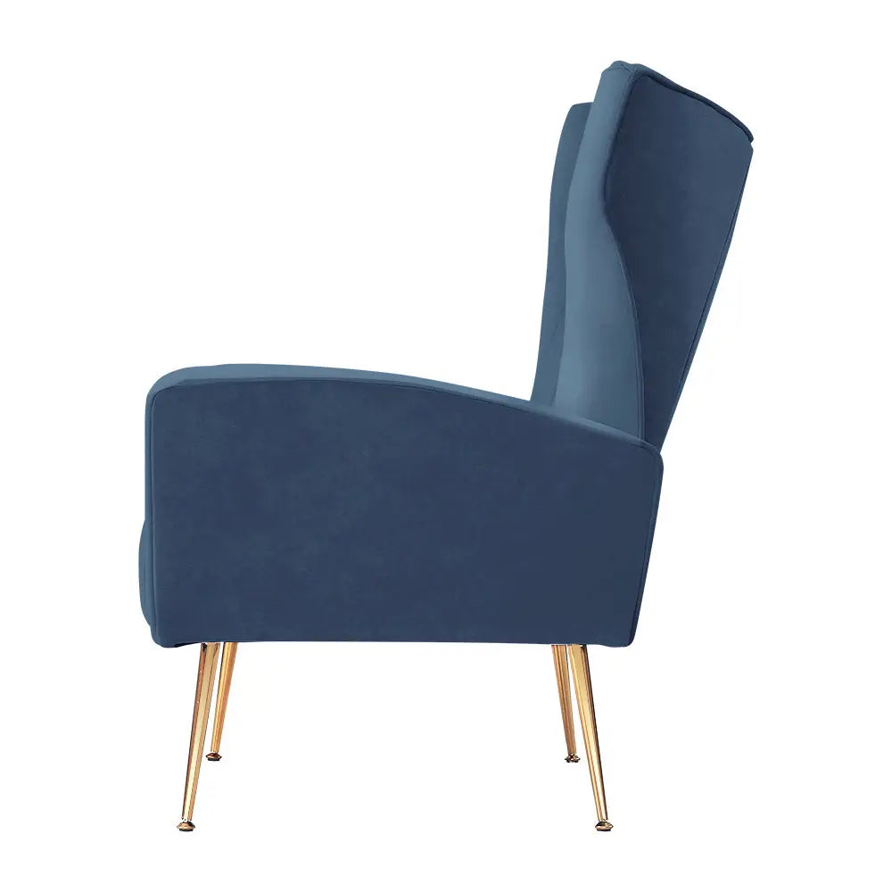 Artiss Armchair Navy Velvet Kate - Furniture > Living Room