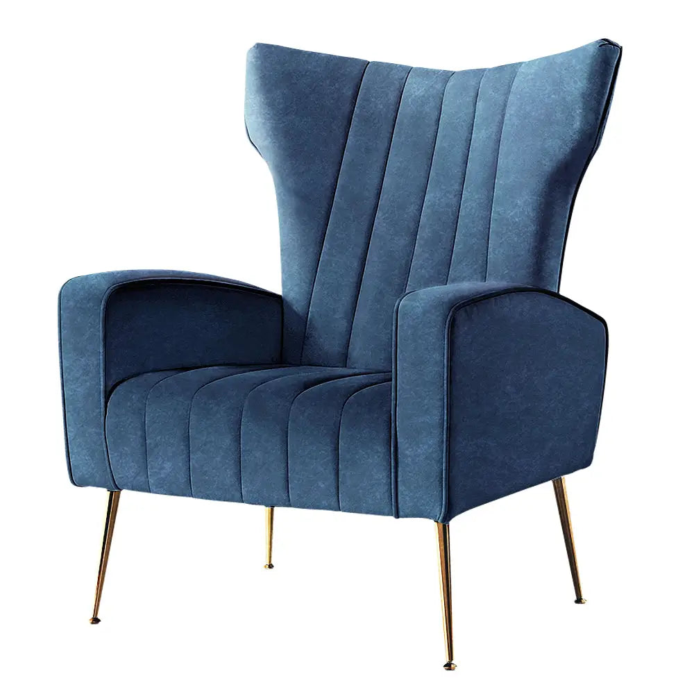 Artiss Armchair Navy Velvet Kate - Furniture > Living Room