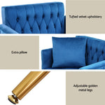 Artiss Armchair Ottoman Accent Chair Pillow Velvet Blue - Furniture > Bar Stools & Chairs > Arm Chairs & Recliners