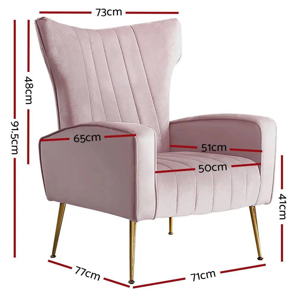 Artiss Armchair Pink Velvet Kate - Furniture > Living Room