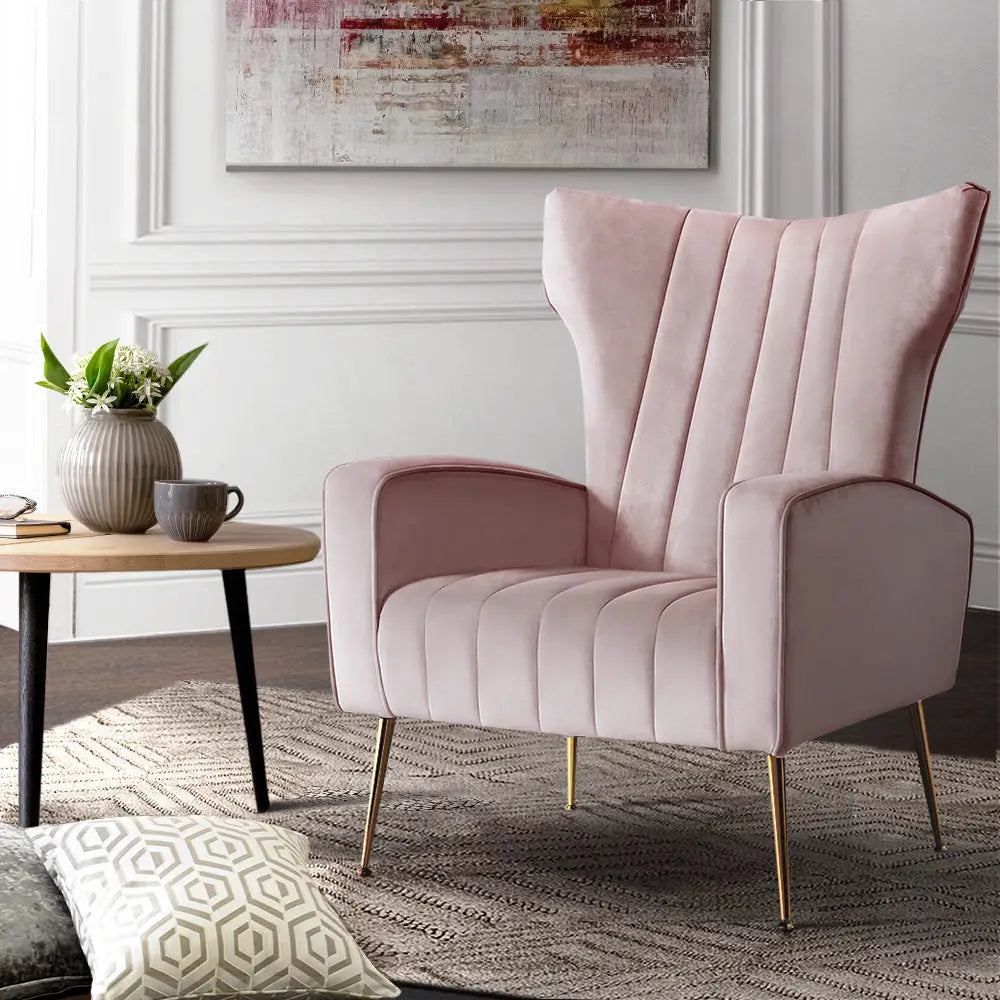 Artiss Armchair Pink Velvet Kate - Furniture > Living Room