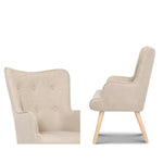 Artiss Armchair Set with Ottoman Beige Lansar - Furniture > Bar Stools & Chairs