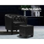 Artiss Armchair Set with Ottoman Black Ava - Furniture > Living Room