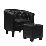 Artiss Armchair Set with Ottoman Black Ava - Furniture > Living Room