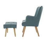 Artiss Armchair Set with Ottoman Blue Lansar - Furniture > Living Room