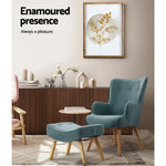 Artiss Armchair Set with Ottoman Blue Lansar - Furniture > Living Room