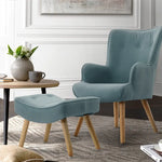 Artiss Armchair Set with Ottoman Blue Lansar - Furniture > Living Room
