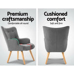 Artiss Armchair Set with Ottoman Grey Lansar - Furniture > Bar Stools & Chairs
