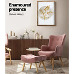 Artiss Armchair Set with Ottoman Pink Lansar - Furniture > Living Room