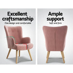 Artiss Armchair Set with Ottoman Pink Lansar - Furniture > Living Room