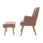 Artiss Armchair Set with Ottoman Pink Lansar - Furniture > Living Room