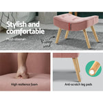 Artiss Armchair Set with Ottoman Pink Lansar - Furniture > Living Room
