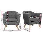 Artiss Armchair Tub Chair Grey Adora - Furniture > Living Room