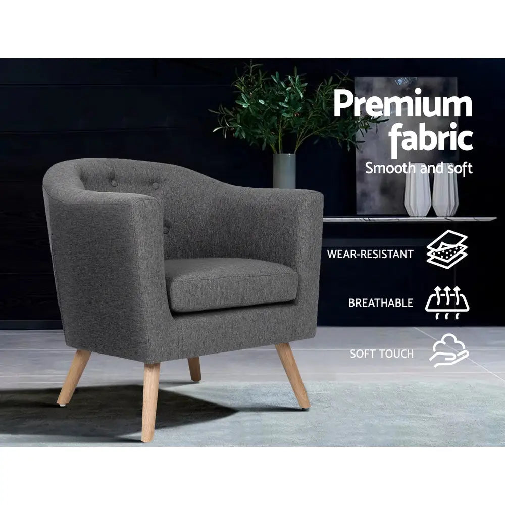 Artiss Armchair Tub Chair Grey Adora - Furniture > Living Room
