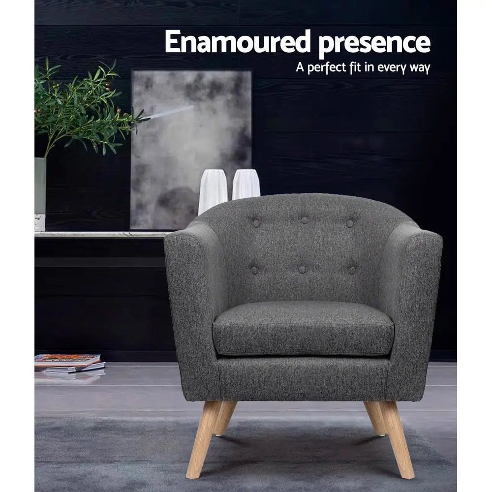 Artiss Armchair Tub Chair Grey Adora - Furniture > Living Room