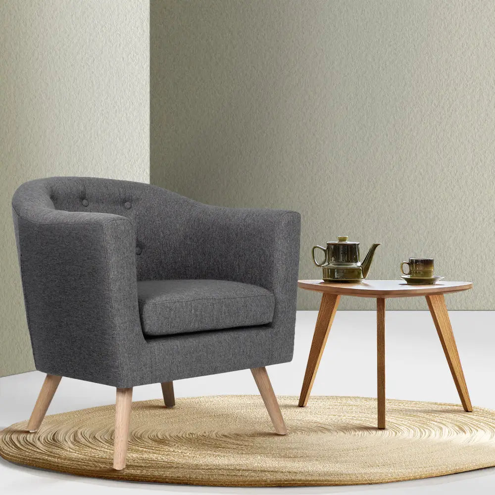 Artiss Armchair Tub Chair Grey Adora - Furniture > Living Room