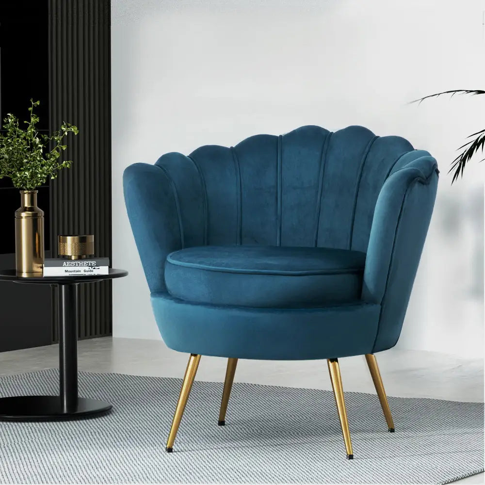 Artiss Armchair Velvet Blue Callista - Furniture > Bar Stools & Chairs > Arm Chairs & Recliners