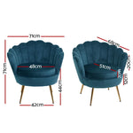 Artiss Armchair Velvet Blue Callista - Furniture > Bar Stools & Chairs > Arm Chairs & Recliners