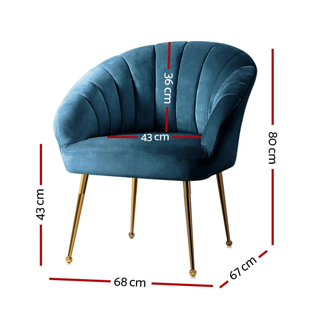Artiss Armchair Velvet Blue Eloise - Furniture > Living Room