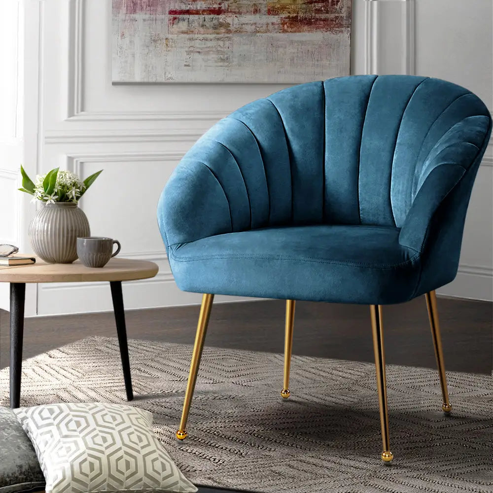 Artiss Armchair Velvet Blue Eloise - Furniture > Living Room