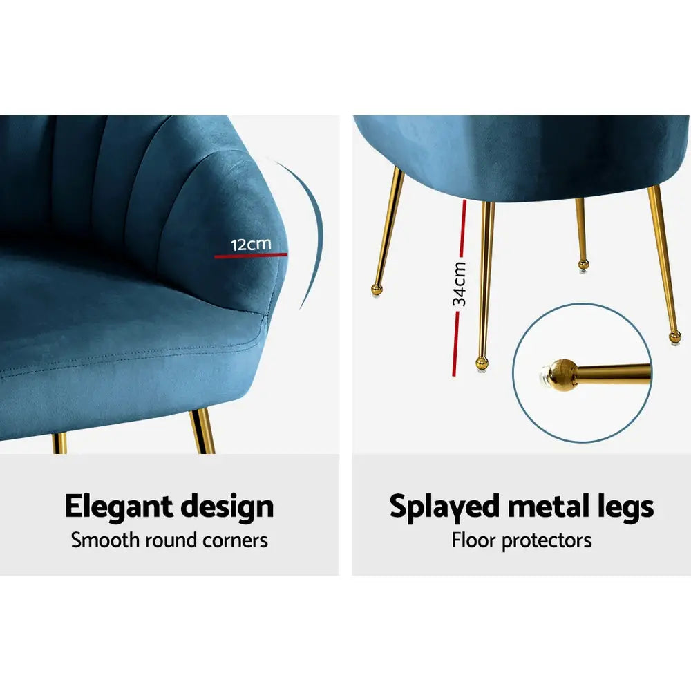 Artiss Armchair Velvet Blue Eloise - Furniture > Living Room