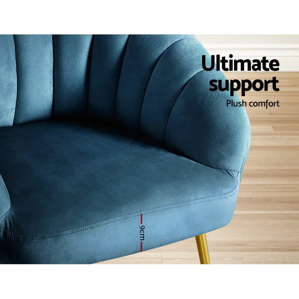 Artiss Armchair Velvet Blue Eloise - Furniture > Living Room