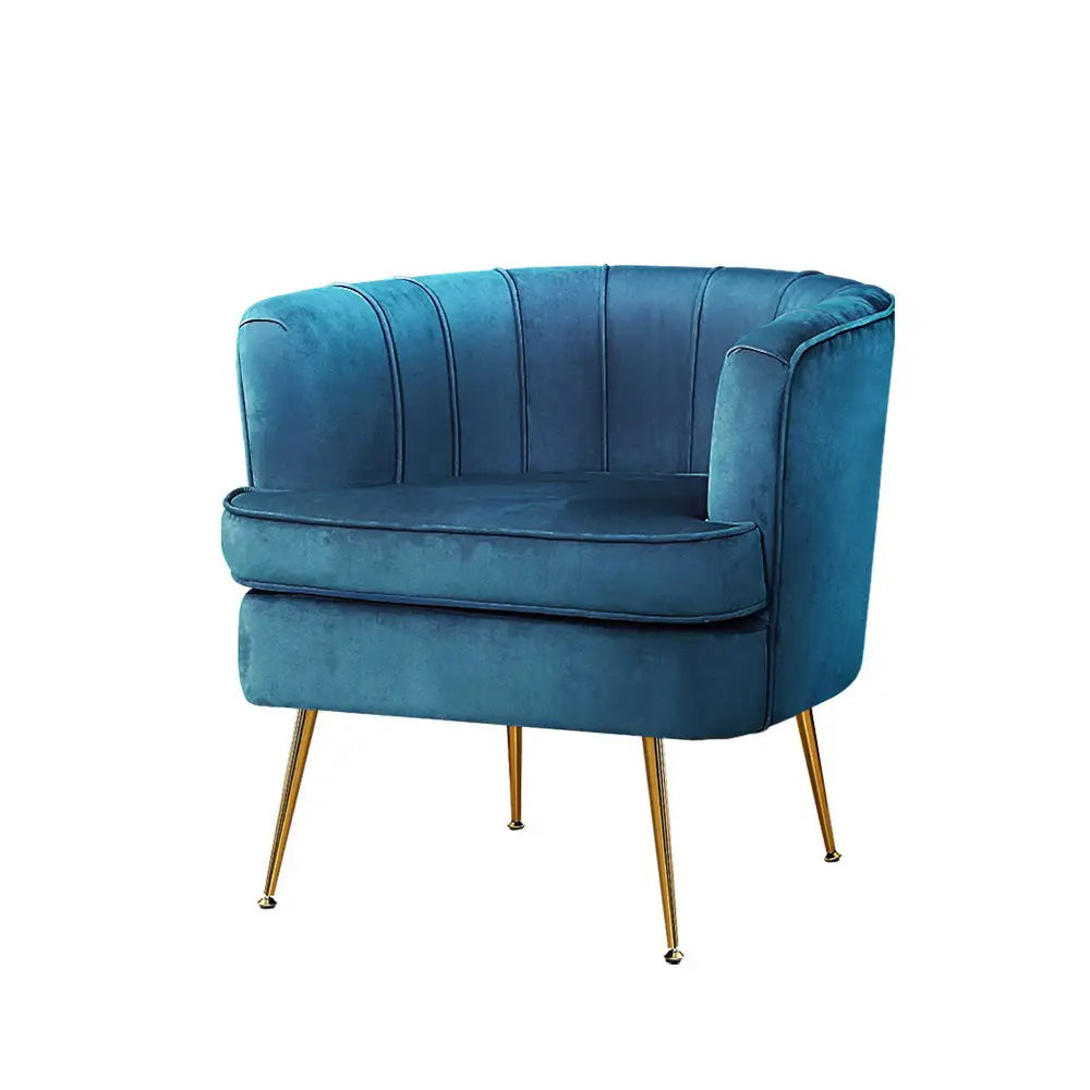 Artiss Armchair Velvet Blue Norvia - Furniture > Living Room