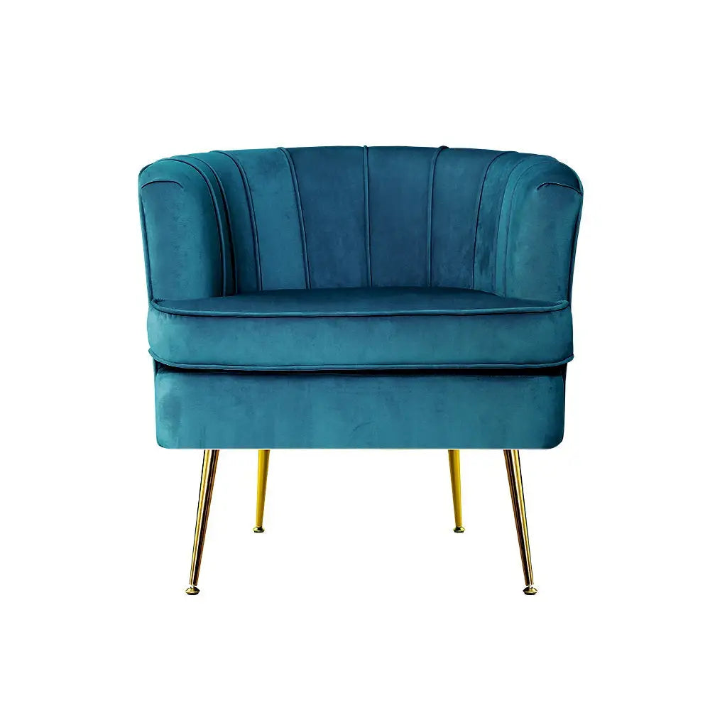 Artiss Armchair Velvet Blue Norvia - Furniture > Living Room
