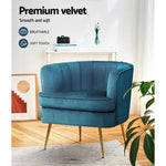 Artiss Armchair Velvet Blue Norvia - Furniture > Living Room