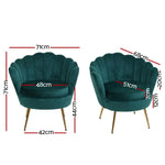Artiss Armchair Velvet Green Callista - Furniture > Living Room