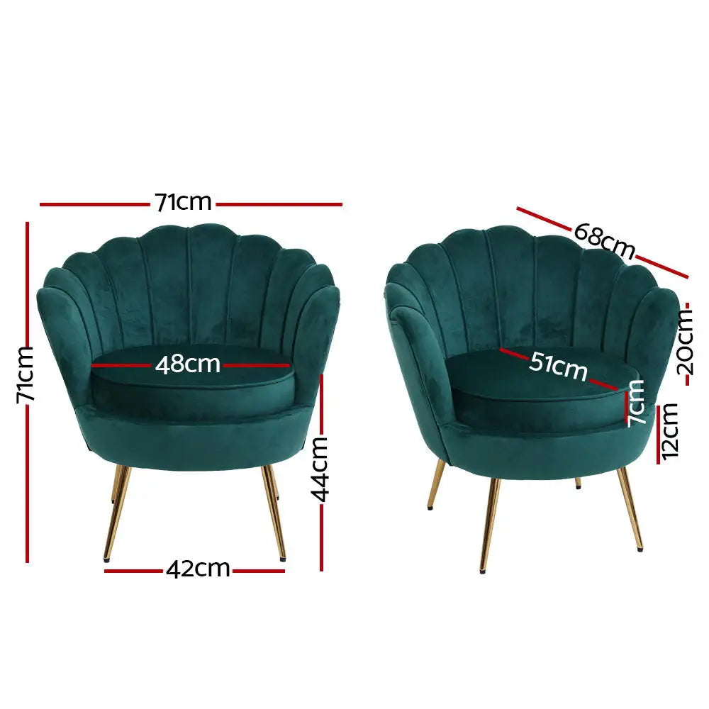 Artiss Armchair Velvet Green Callista - Furniture > Living Room