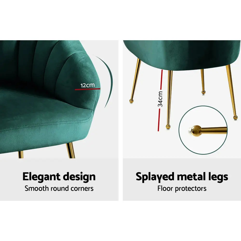 Artiss Armchair Velvet Green Eloise - Furniture > Living Room