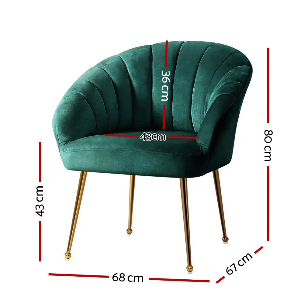 Artiss Armchair Velvet Green Eloise - Furniture > Living Room