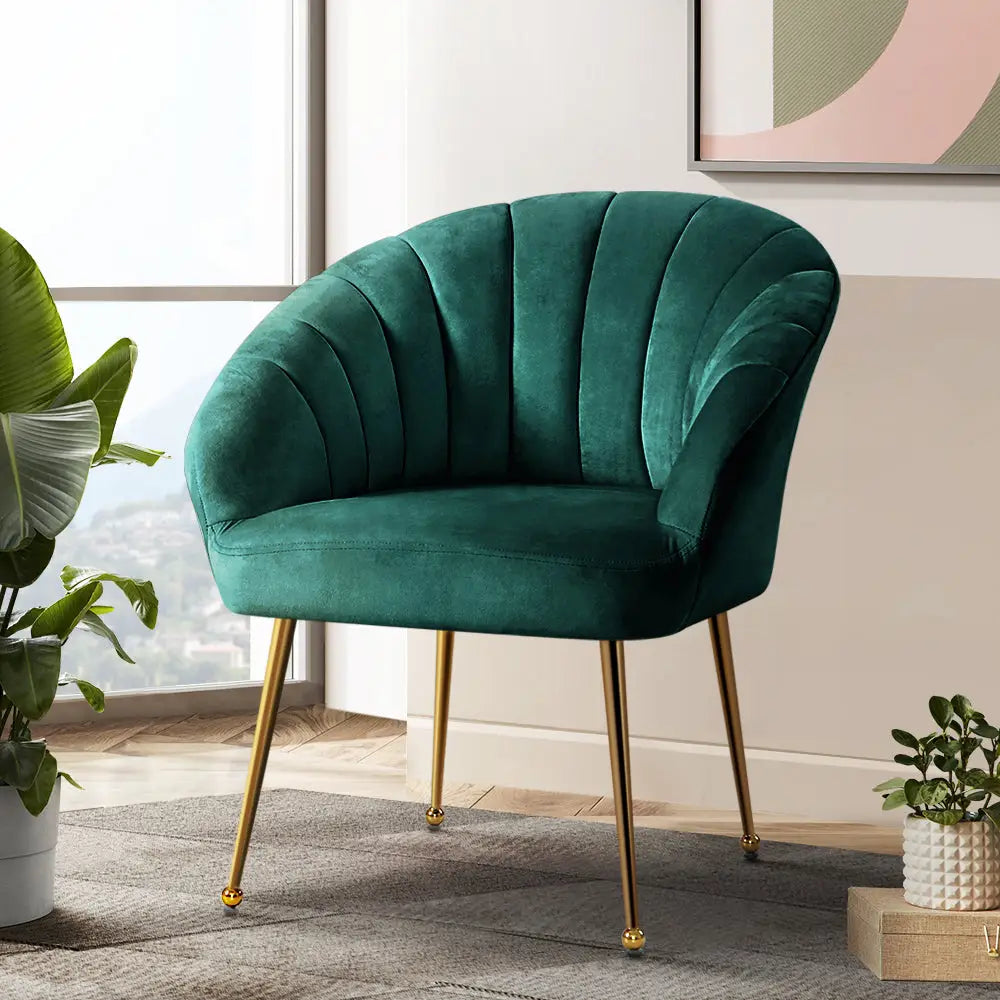 Artiss Armchair Velvet Green Eloise - Furniture > Living Room